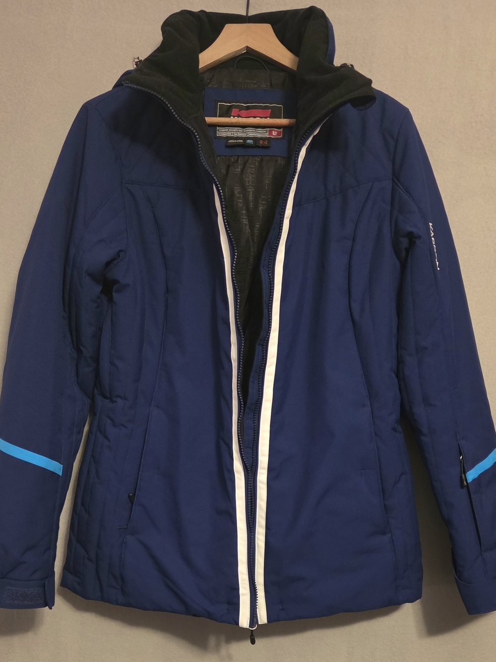 Women's Blue Hooded Ski Coat. Extreme 3. Size 12